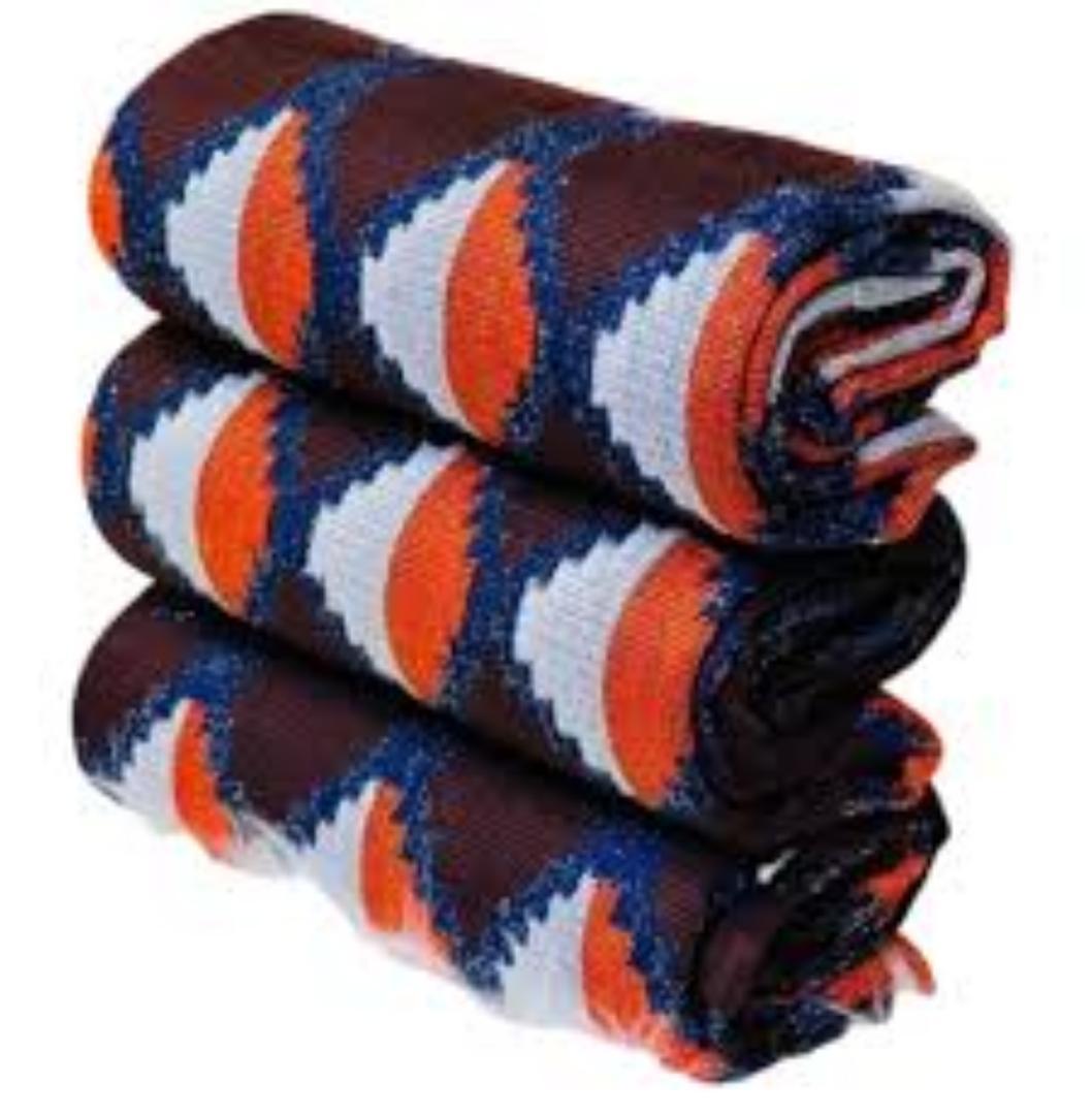 Ashanti Royal Kente  Burnt Orange and Blue