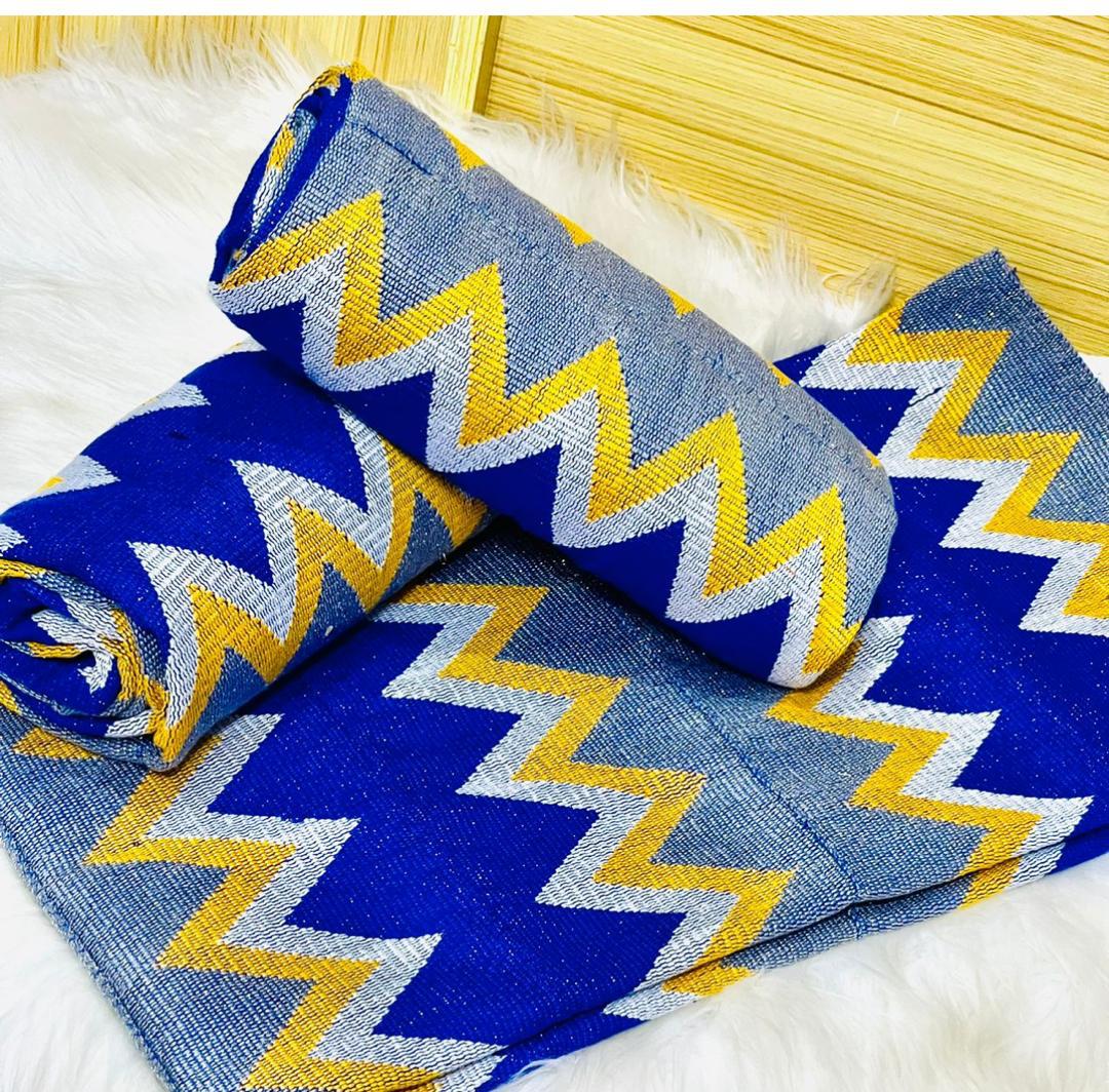 Ashanti Royal Kente Yellow Blue
